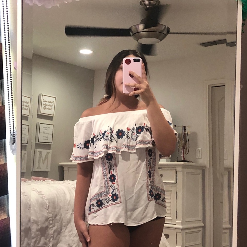 embroidered off the shoulder top